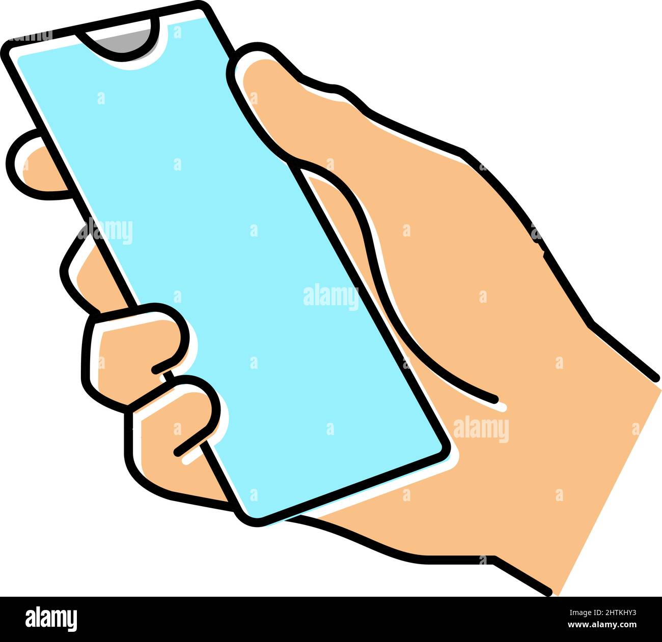 hand holding smartphone color icon vector illustration Stock Vector ...