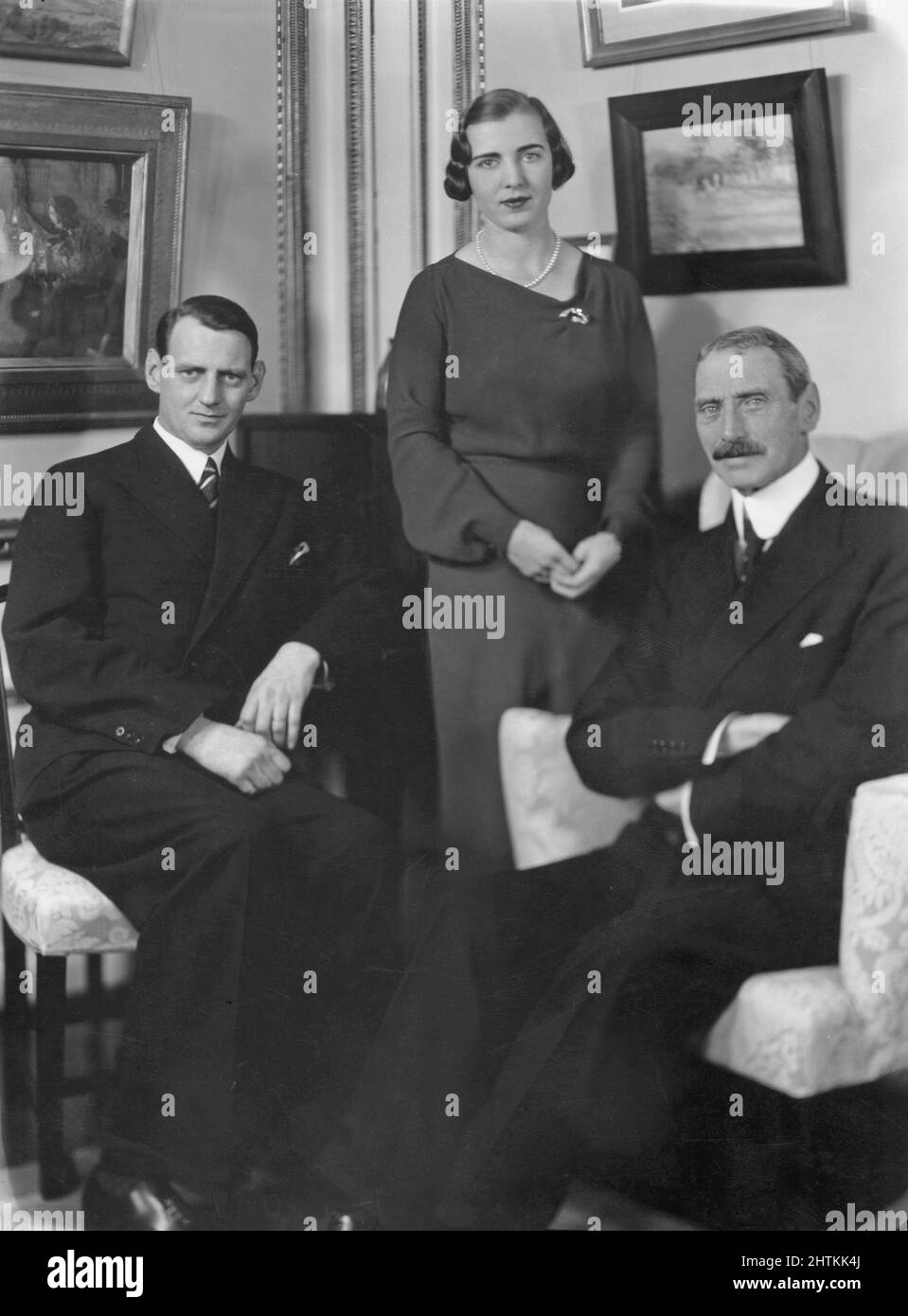 Ingrid of Sweden. 1910-2000. Swedish princess, later Queen of Denmark. Pictured here with crownprince Frederick and his father King Christian X. 1940s Stock Photo