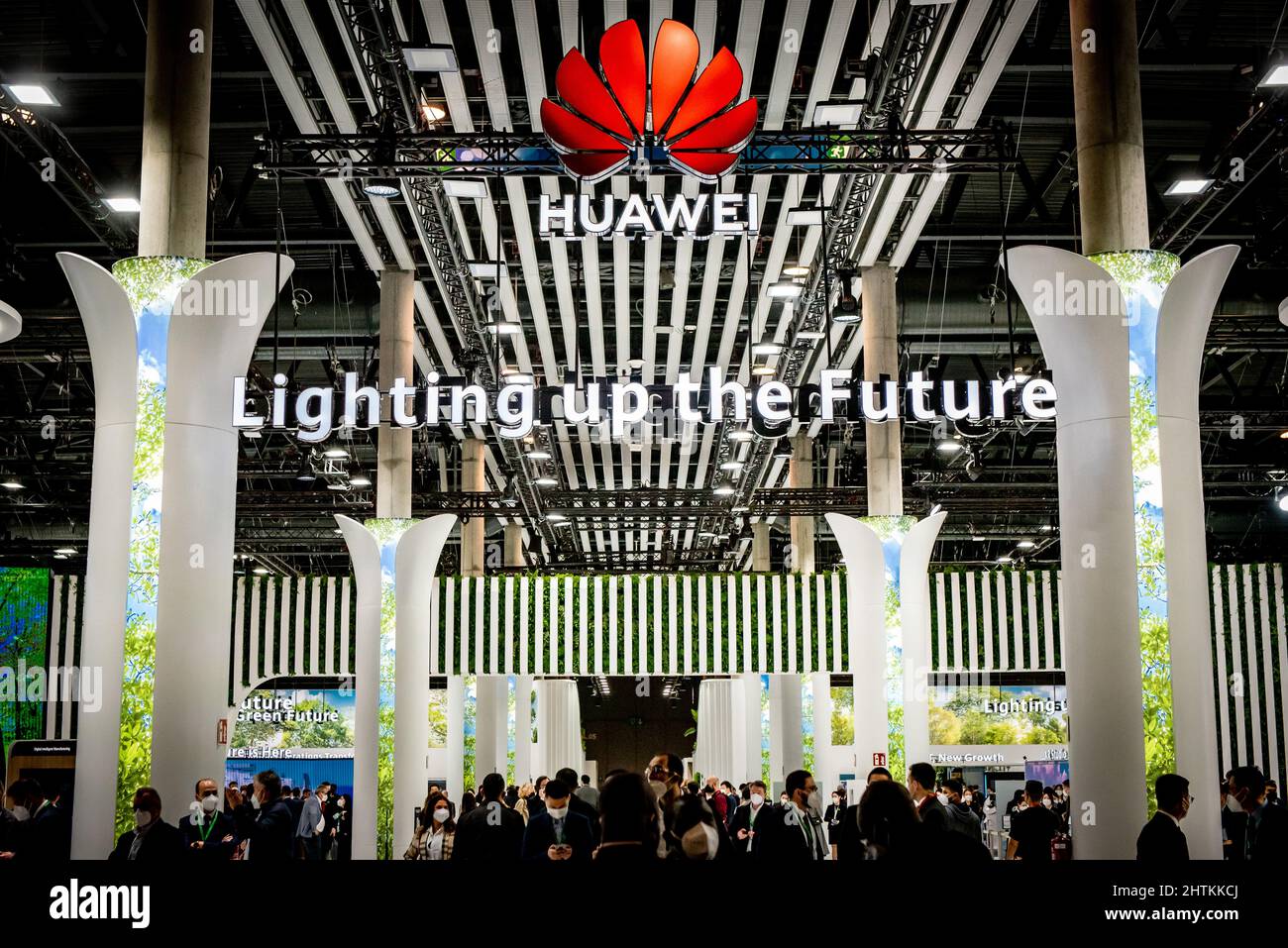 Huawei brand at company's pavilion during the GSMA Mobile World Congress  2022 in Barcelona, the world's most important event on mobile devices  communi Stock Photo - Alamy