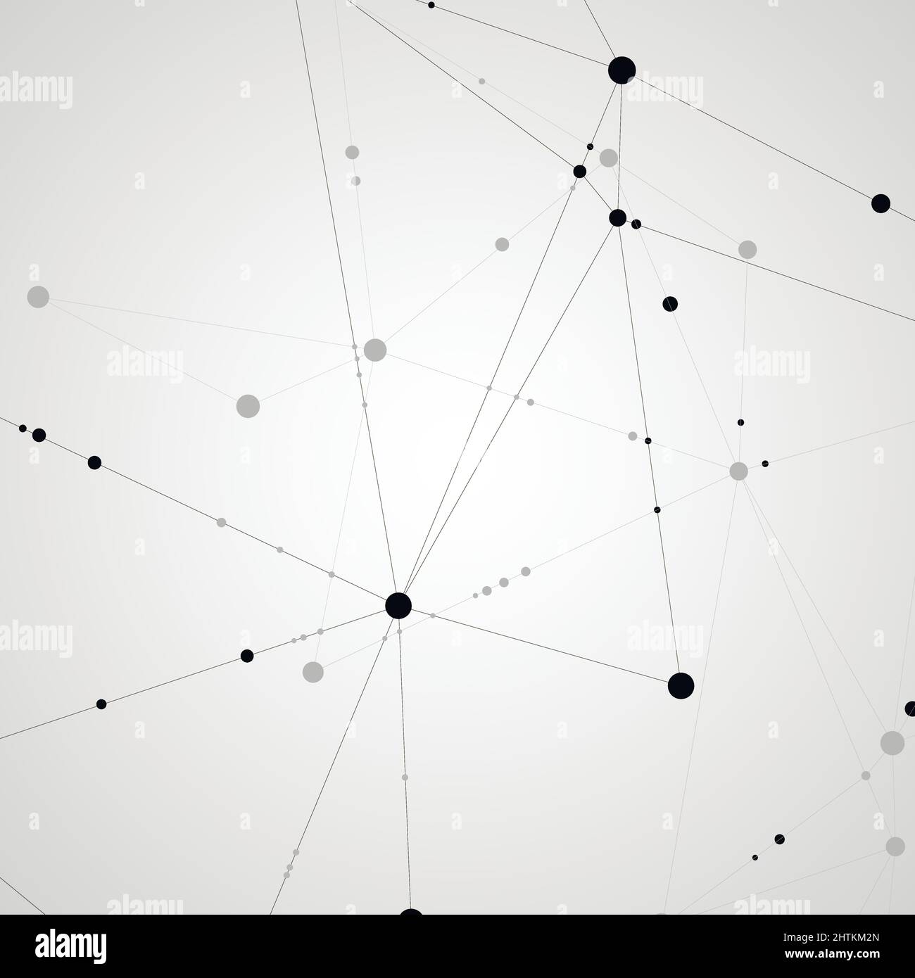 Polygonal pattern of connected black lines and dots on white background ...