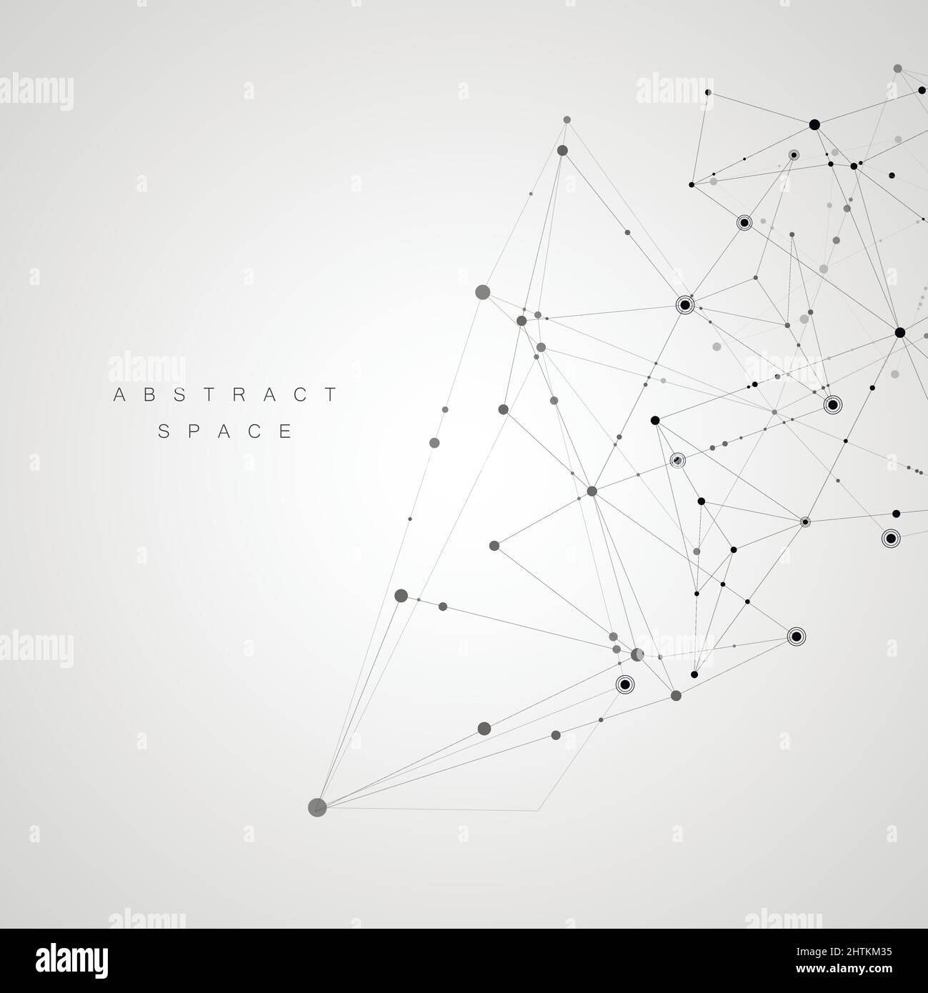 Polygonal pattern of connected black lines and dots on white background ...