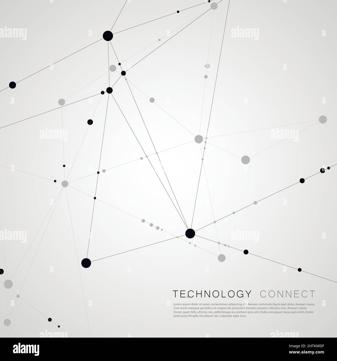 Polygonal pattern of connected black lines and dots on white background ...