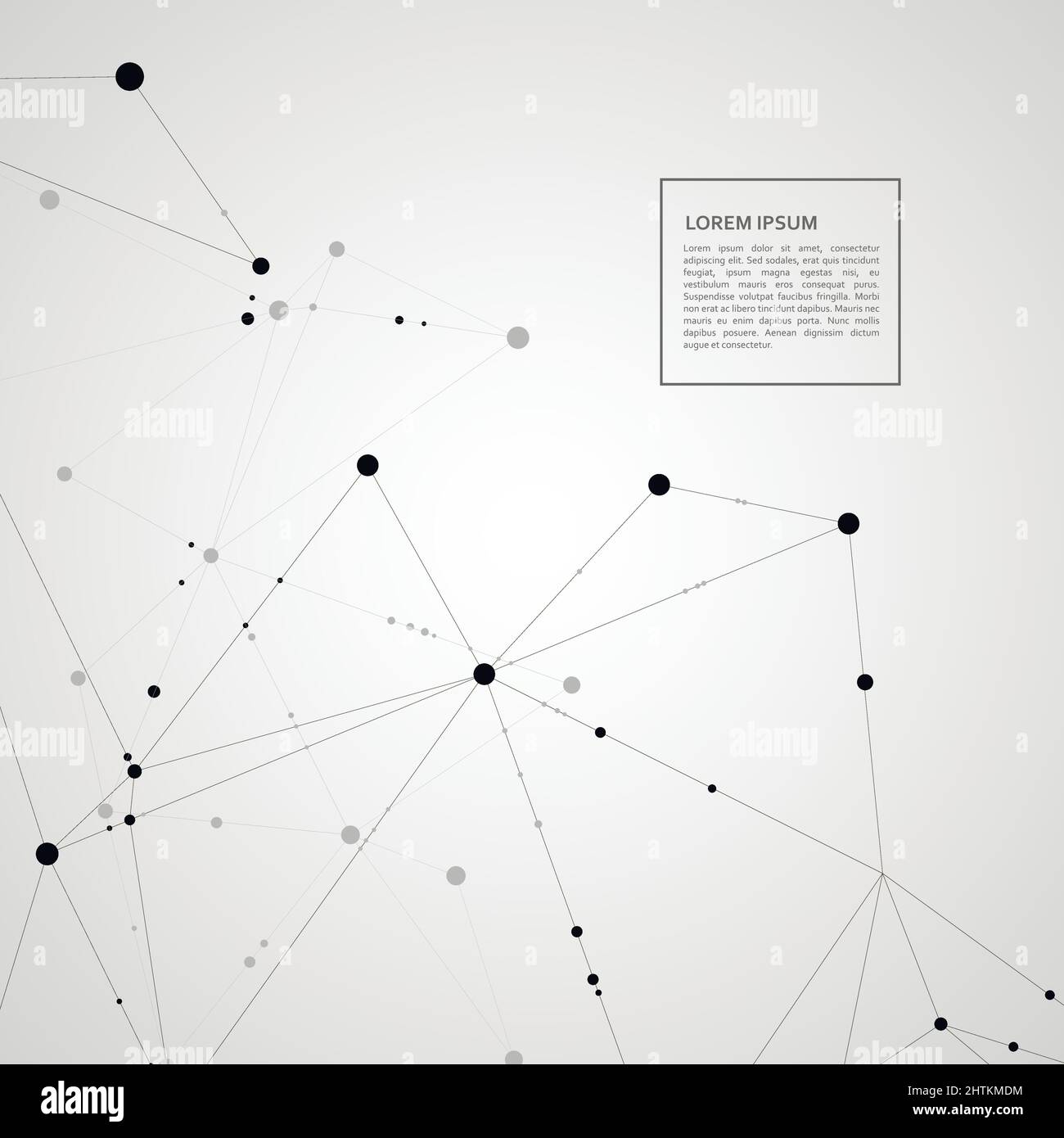 Polygonal pattern of connected black lines and dots on white background ...