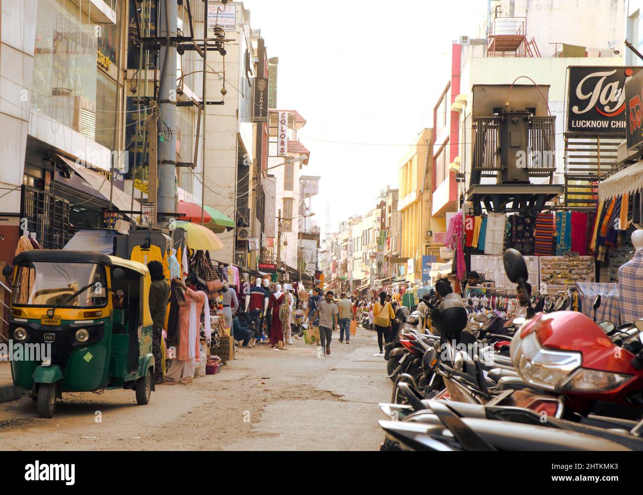 Streets of India, Bangalore, at noon Stock Photo
