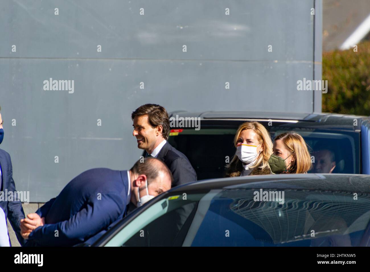 Pablo Montesinos Aguayo, member of the Congress of Deputies of Spain at a press conference, in Spain. Spanish politician of the Popular Party, PP. Stock Photo