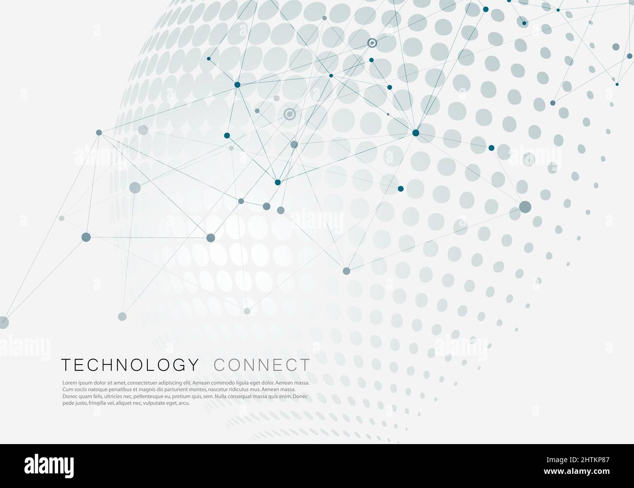 Vector halftone circle design witn molecule connect Stock Vector