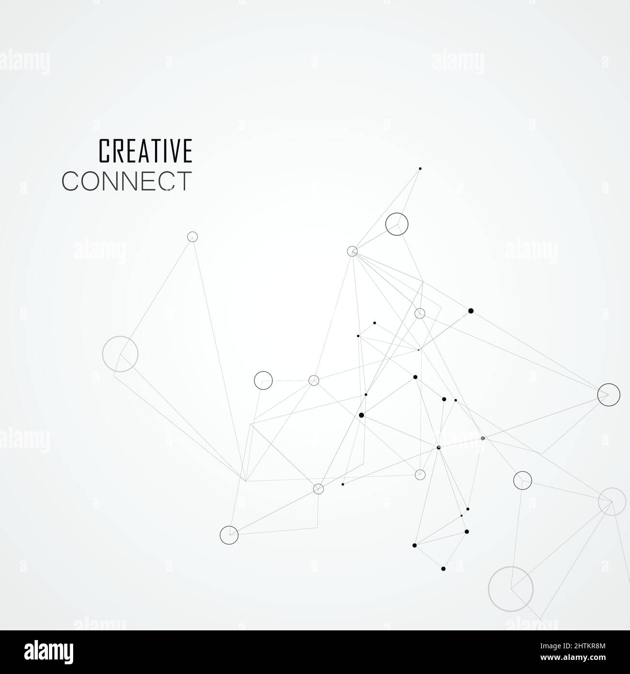 Polygonal abstract space background with connecting dots circles and lines Stock Vector