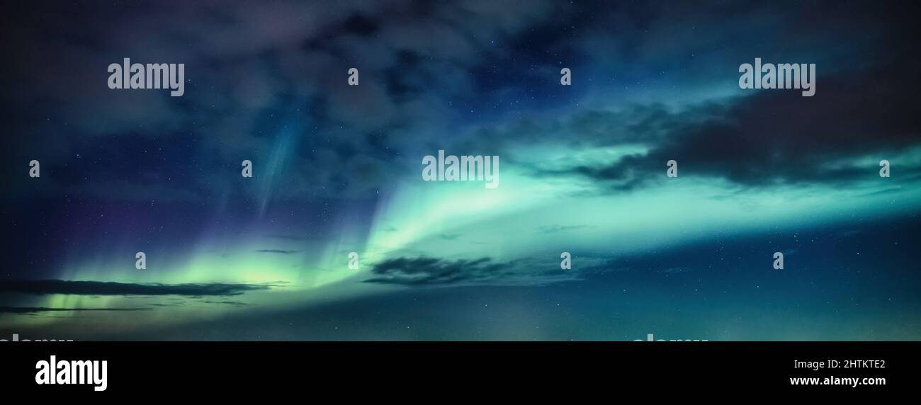 Beautiful aurora borealis with starry in the night sky on the arctic ...