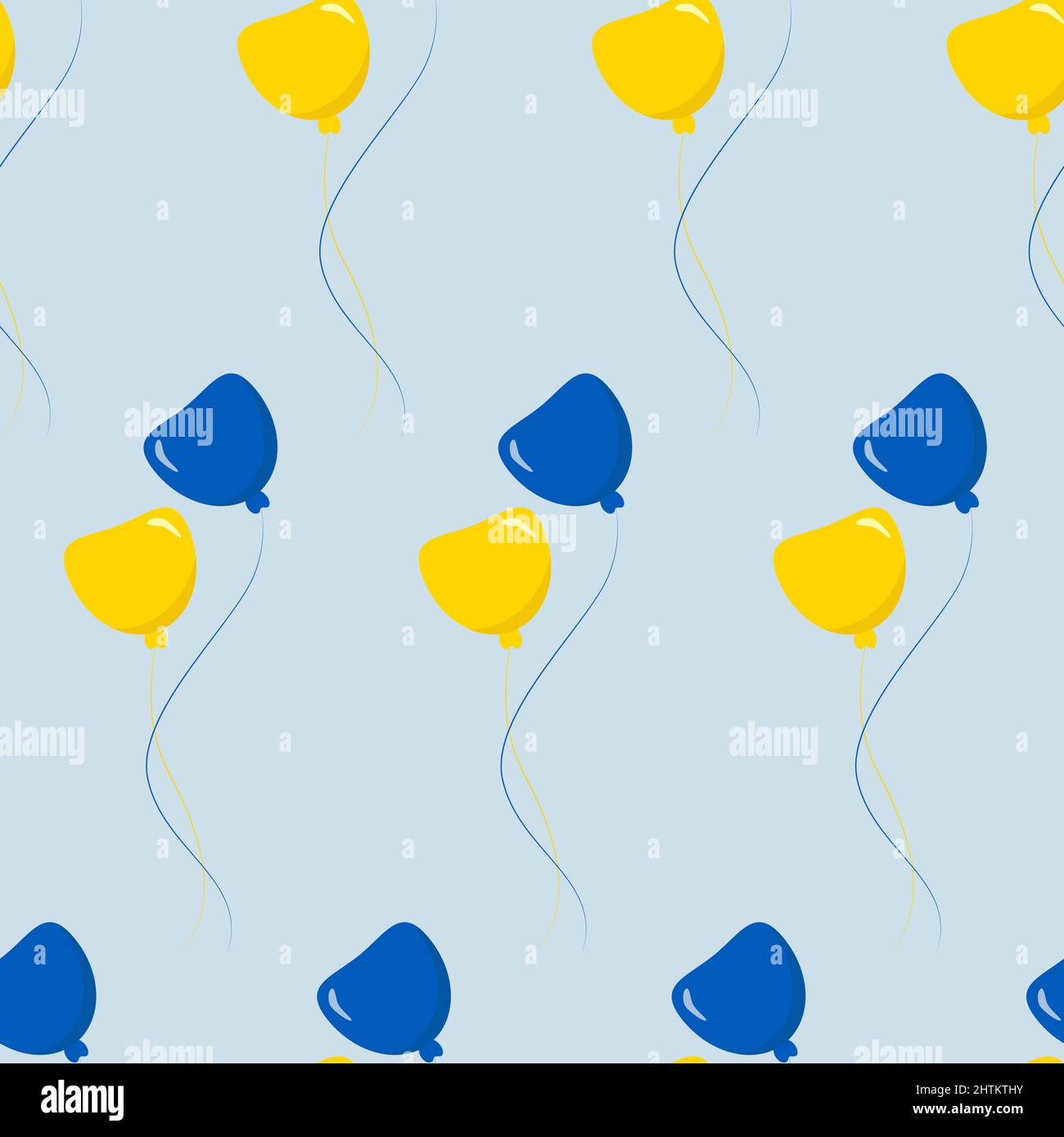Seamless pattern. Yellow-blue balloons on a light blue background ...