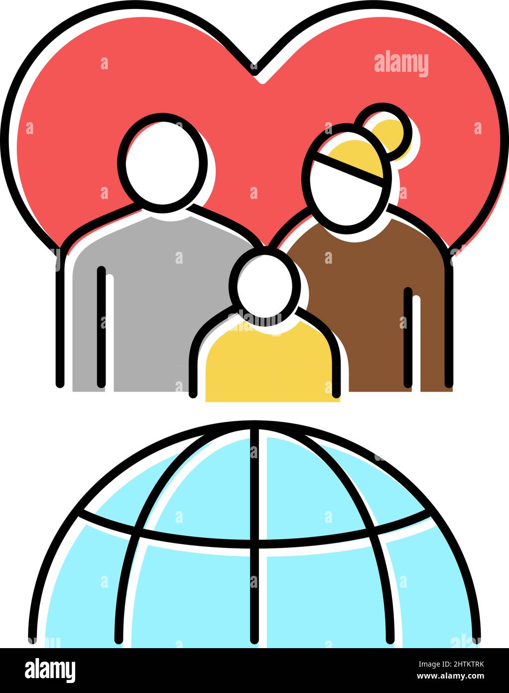 family refugee world aid color icon vector illustration Stock Vector