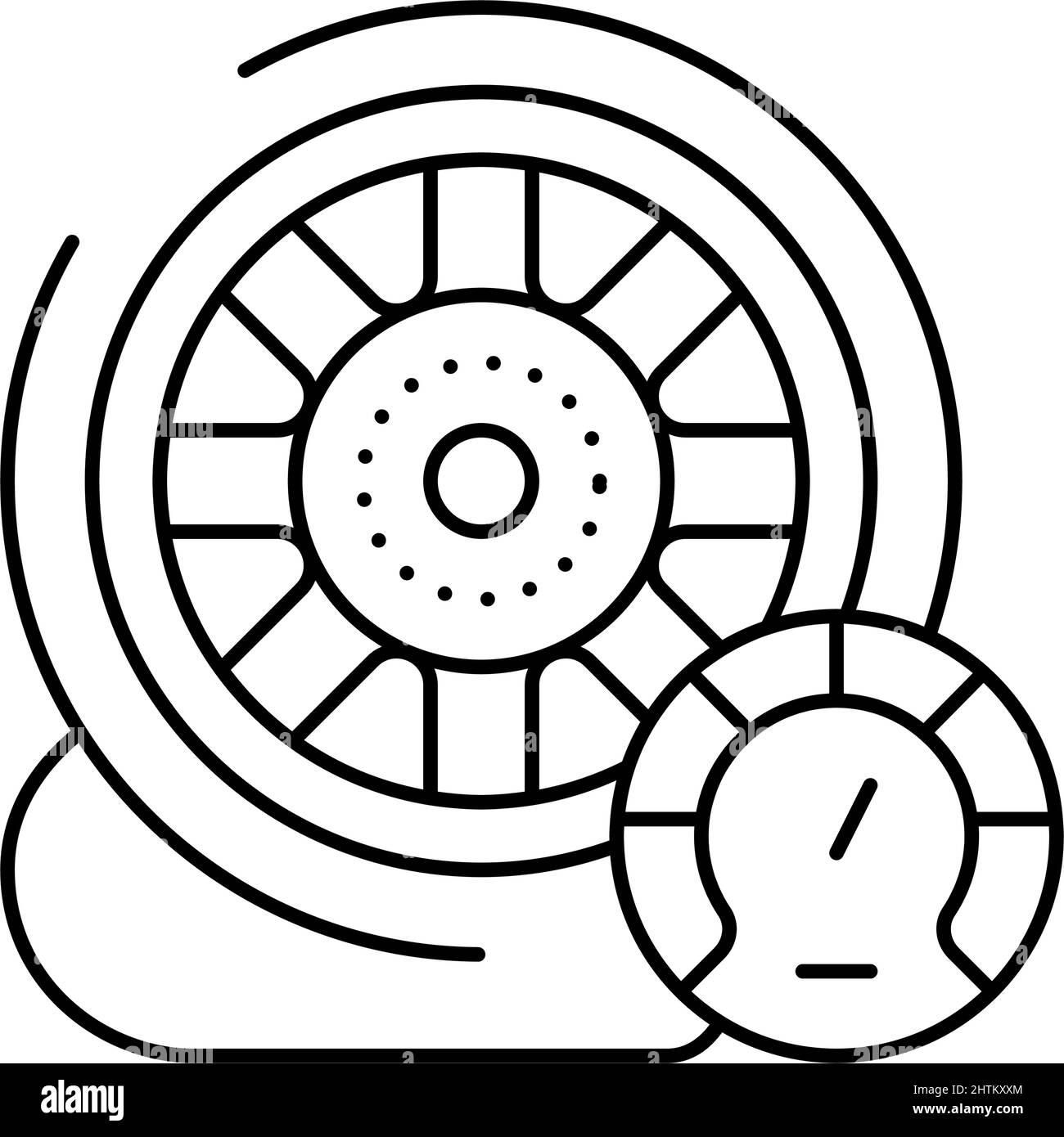 car wheel air inflating line icon vector illustration Stock Vector ...