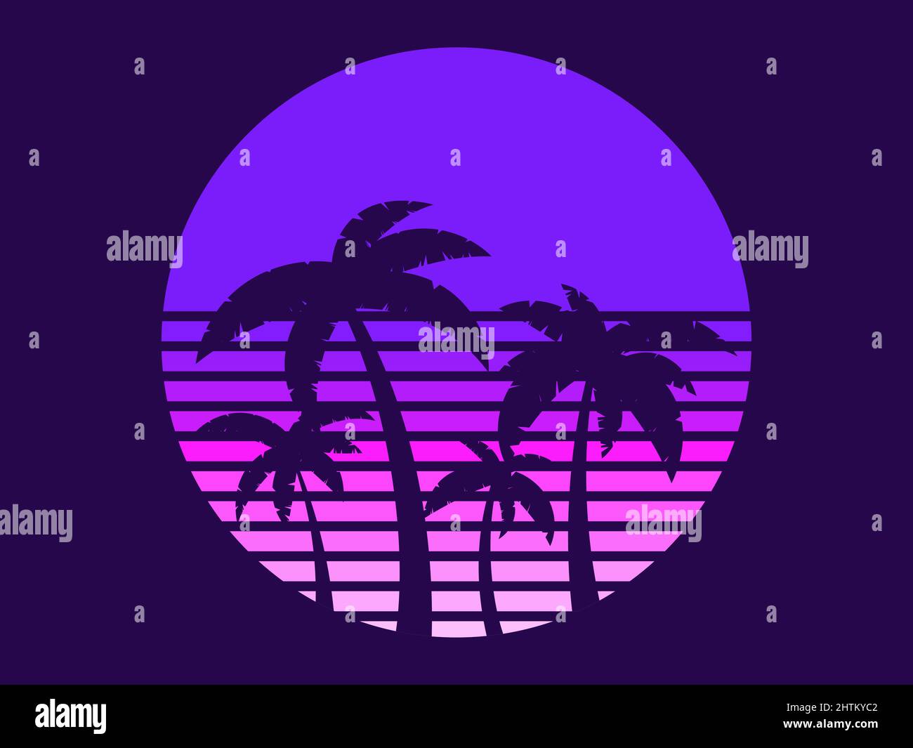 Retro futuristic palm trees in 80s style at sunset. Summer time, palm ...