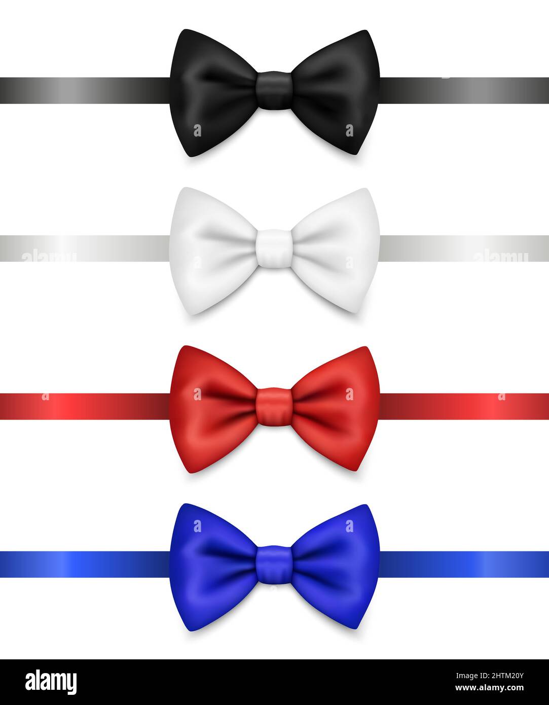 Vector 3d Realistic Red, Blue, White, Black Bow Tie Icon Set Closeup ...