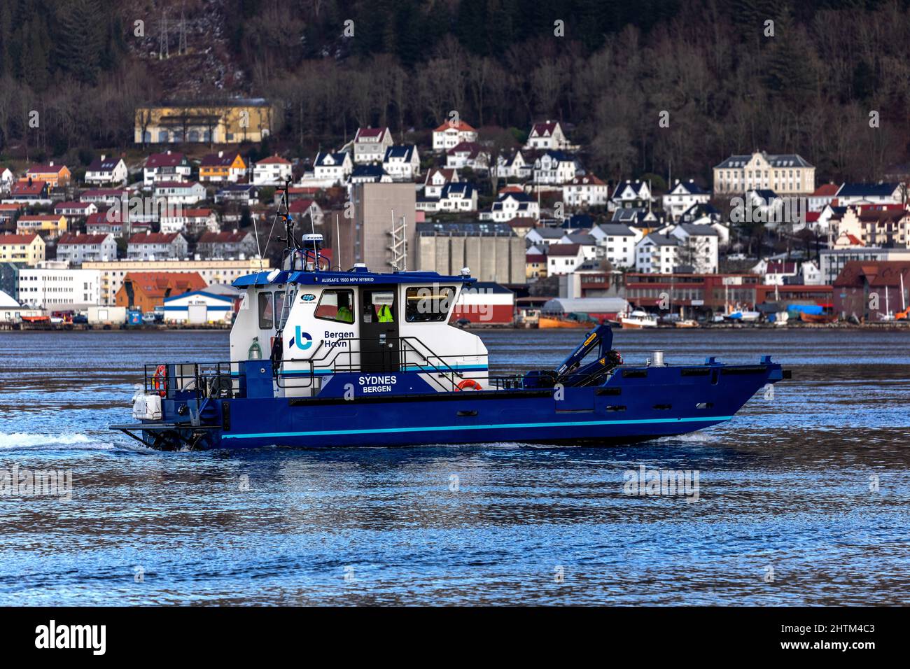 MB "Sydnes", Bergen port authority's maintenance and service boat,  in port of Bergen, Norway Stock Photo