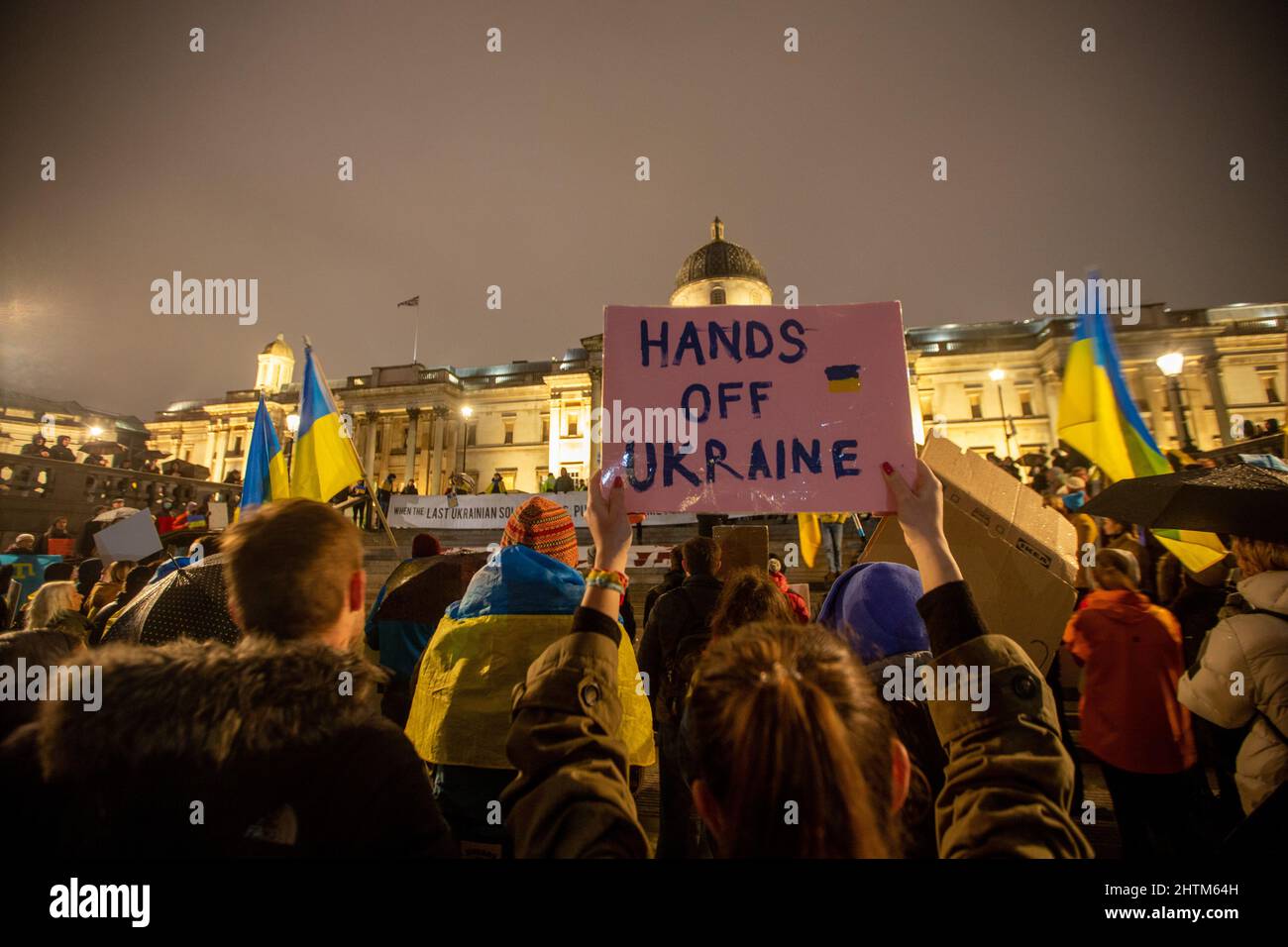London, England, UK. 1st Mar, 2022. Ukrainian protesters stage a demonstration against Russian invasion of their country in Trafalgar Square. (Credit Image: © Tayfun Salci/ZUMA Press Wire) Stock Photo