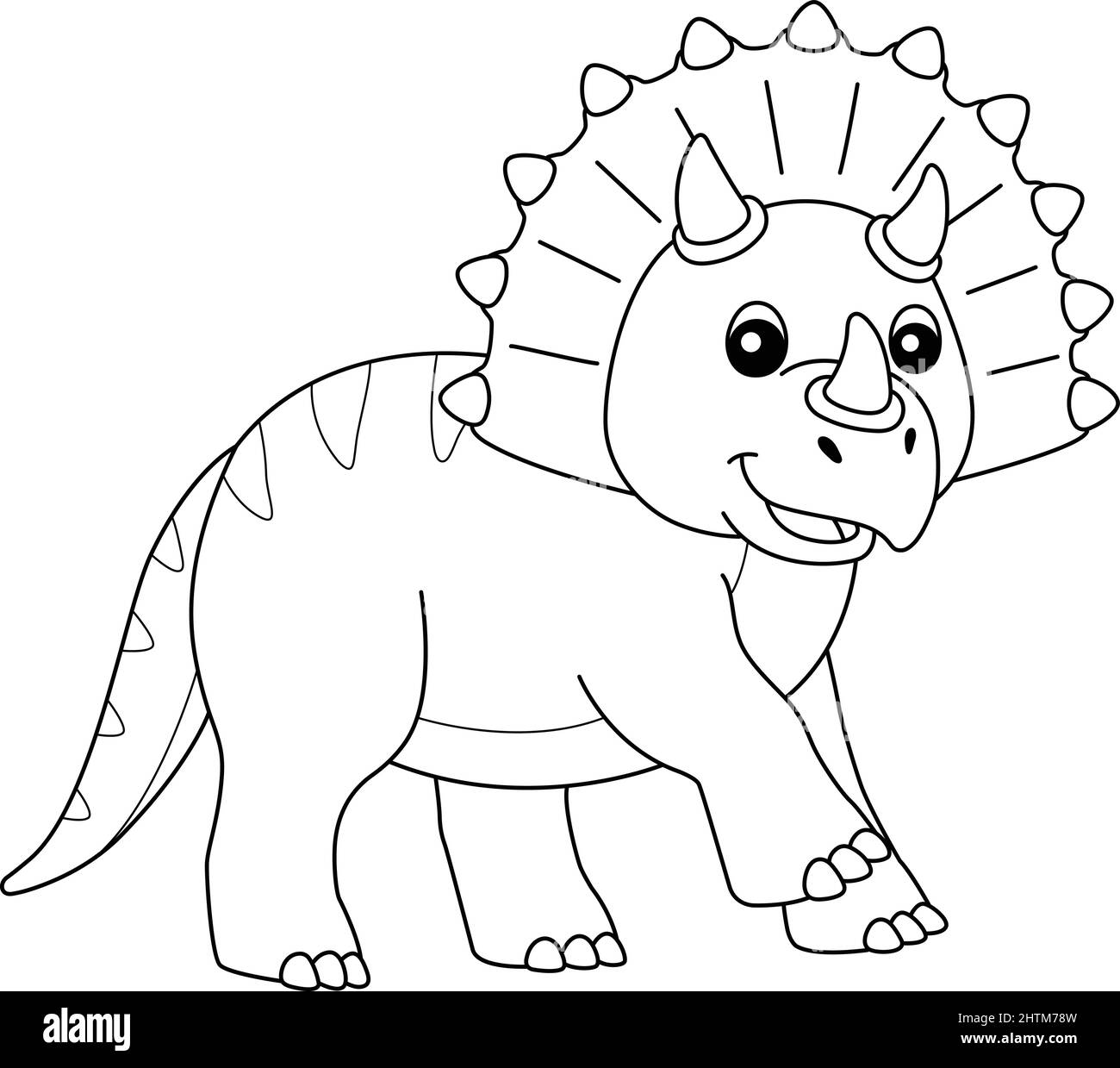 Triceratops Coloring Isolated Page for Kids Stock Vector