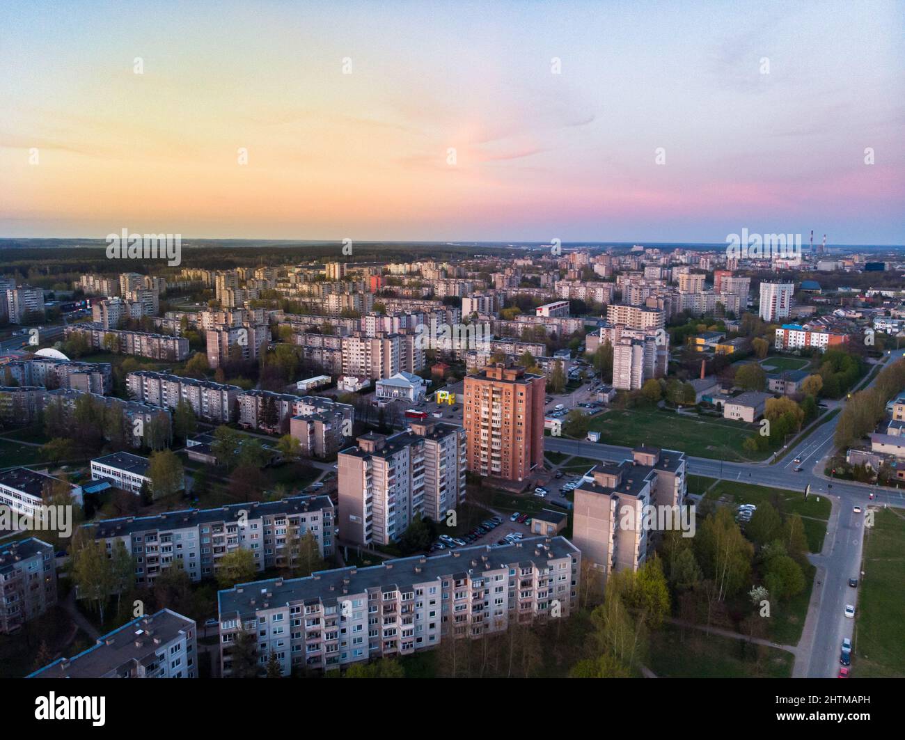 Aerial view of the Houses in Kaunas, Lithuania Stock Photo