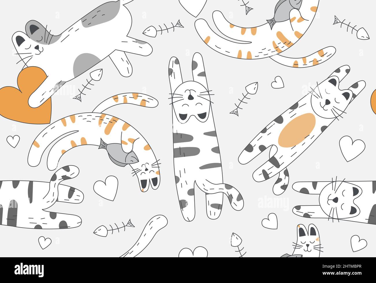 Seamless pattern with different funny cats Stock Vector Image & Art - Alamy
