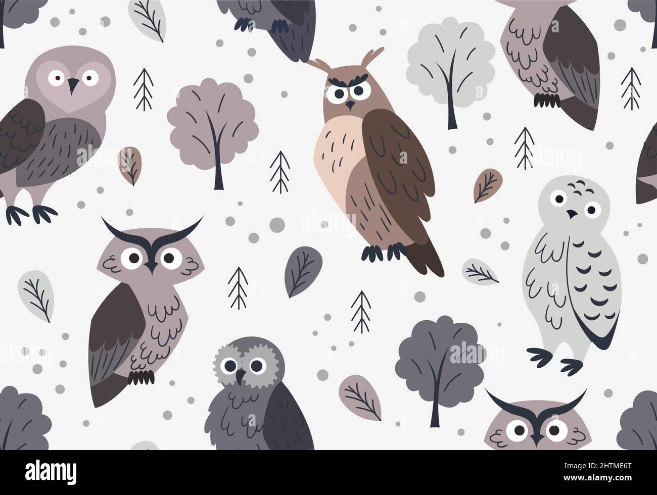 Cute owls seamless pattern Stock Vector Image & Art - Alamy