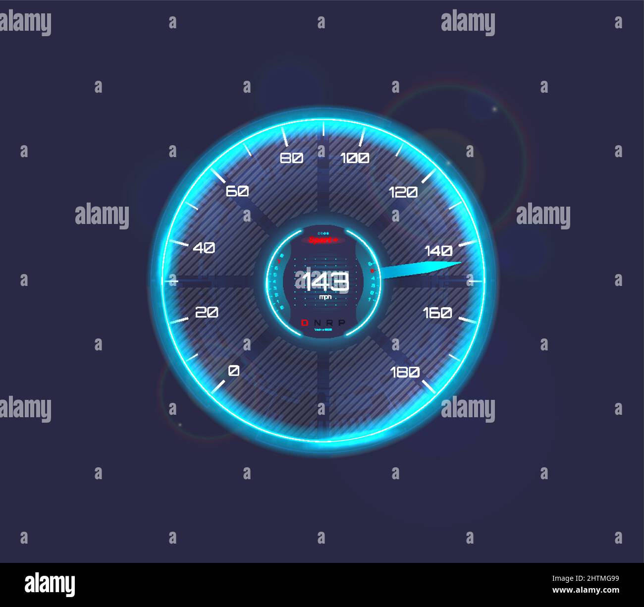 Futuristic car speedometer with Neon Stock Vector