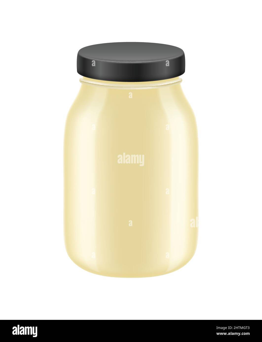 Realistic jar of mayonnaise with black lid on white background vector illustration Stock Vector