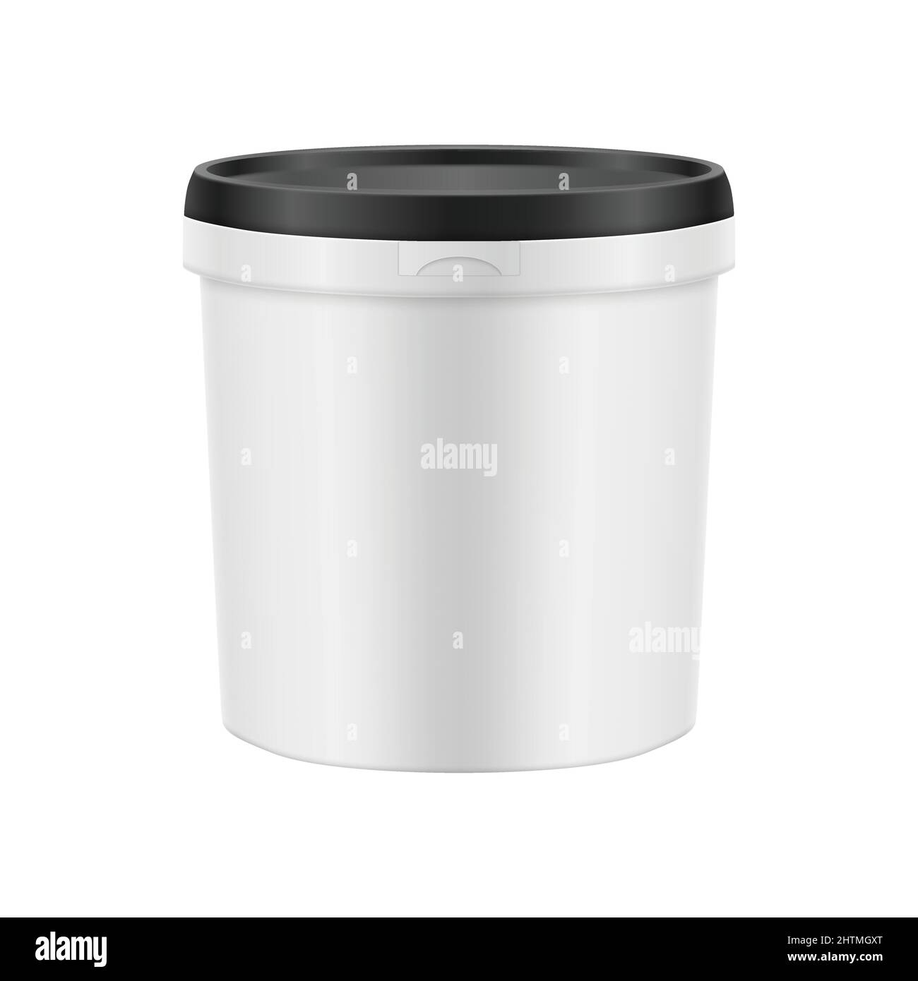 Realistic blank plastic jar with black lid on white background vector illustration Stock Vector