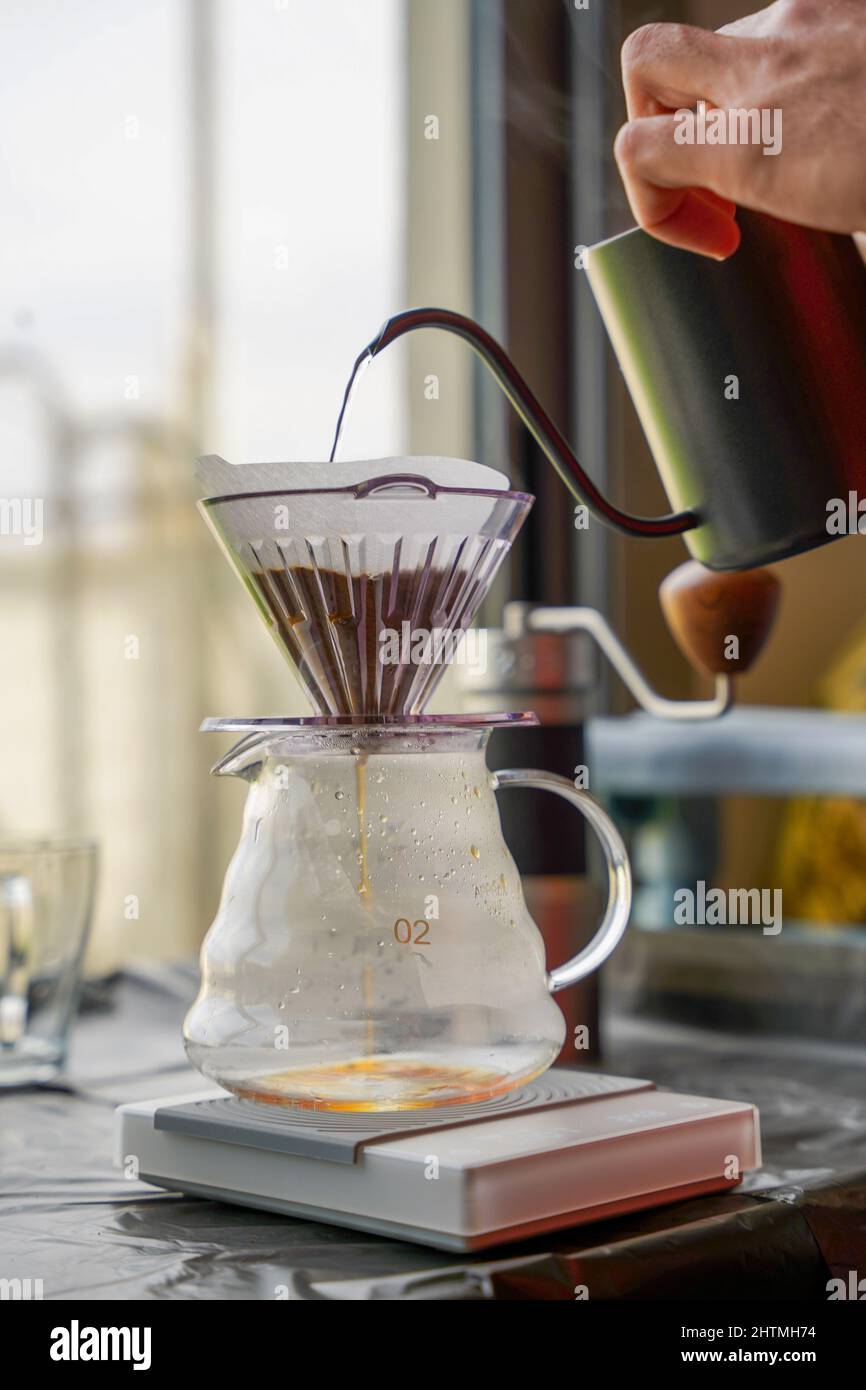 Pour over coffee brewing method Stock Photo Alamy