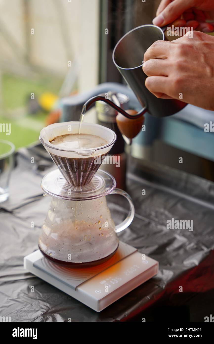 Pour over coffee brewing method Stock Photo - Alamy