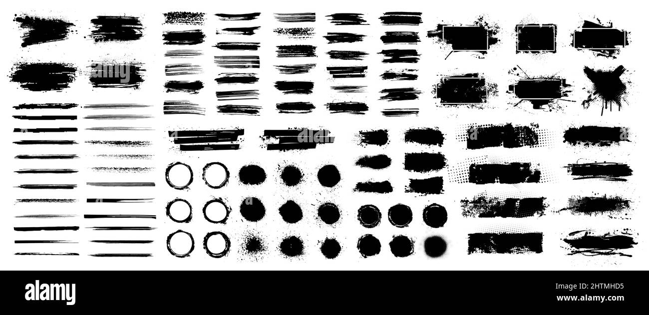 Dried brush strokes and splatter paint smudges for dirty design Stock Vector