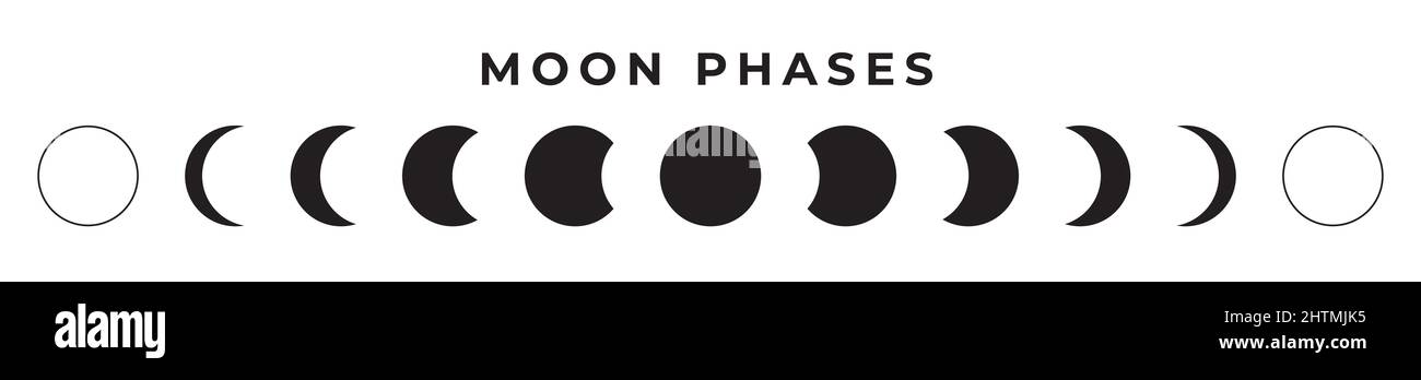 Moon Phases  Black Isolated Icons Stock Vector