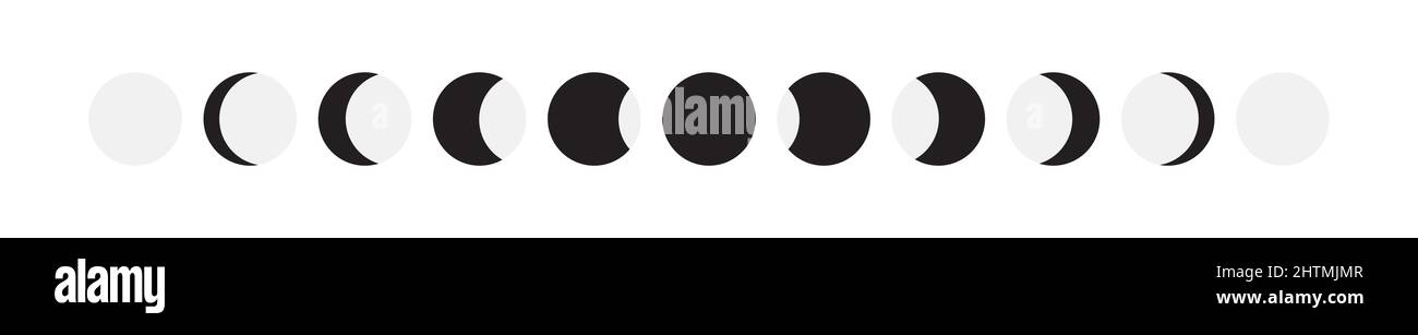 Moon Phases  Black Isolated Icons Stock Vector