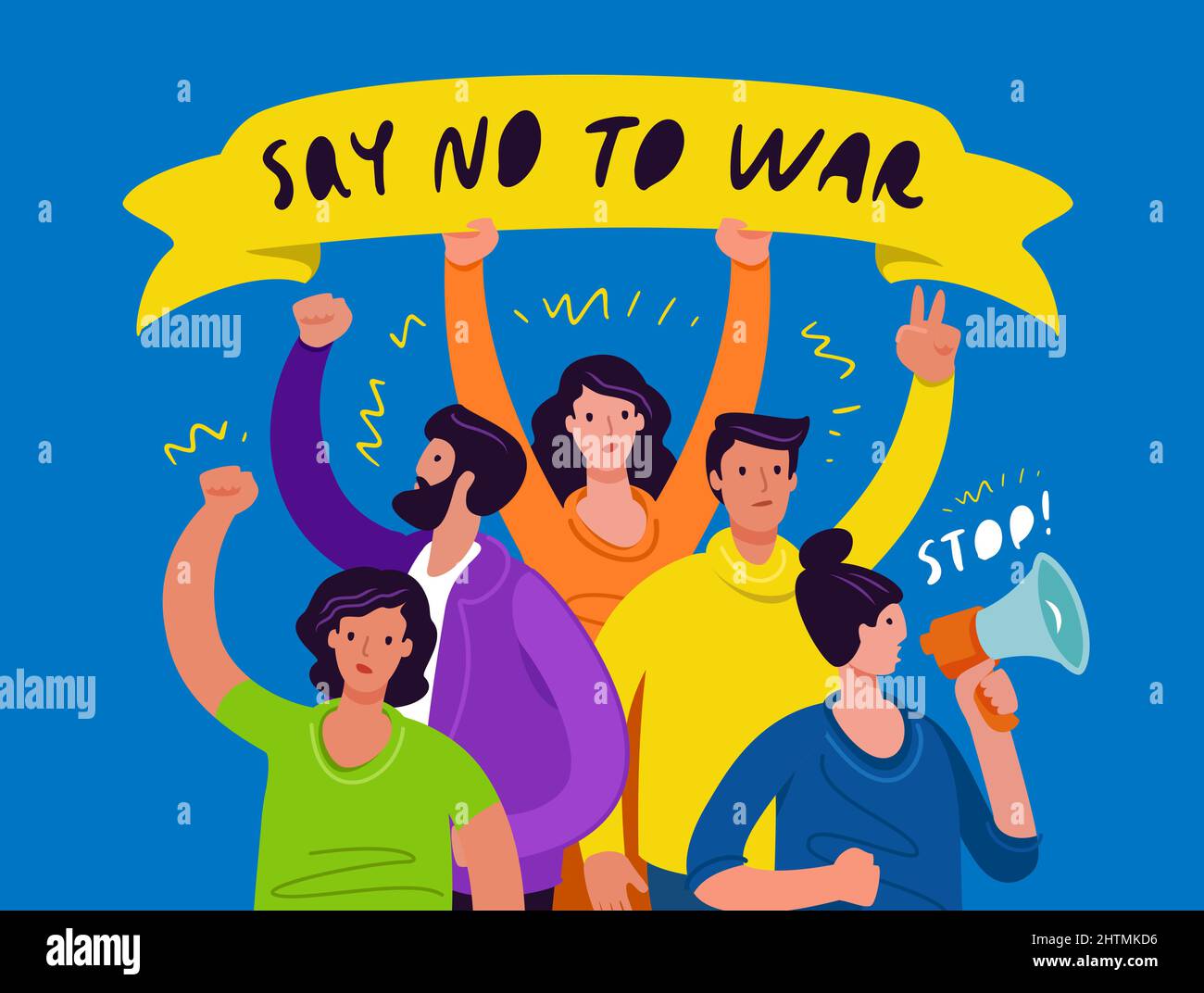 People are against war. Say no to war. Peace to the world. Vector illustration Stock Vector
