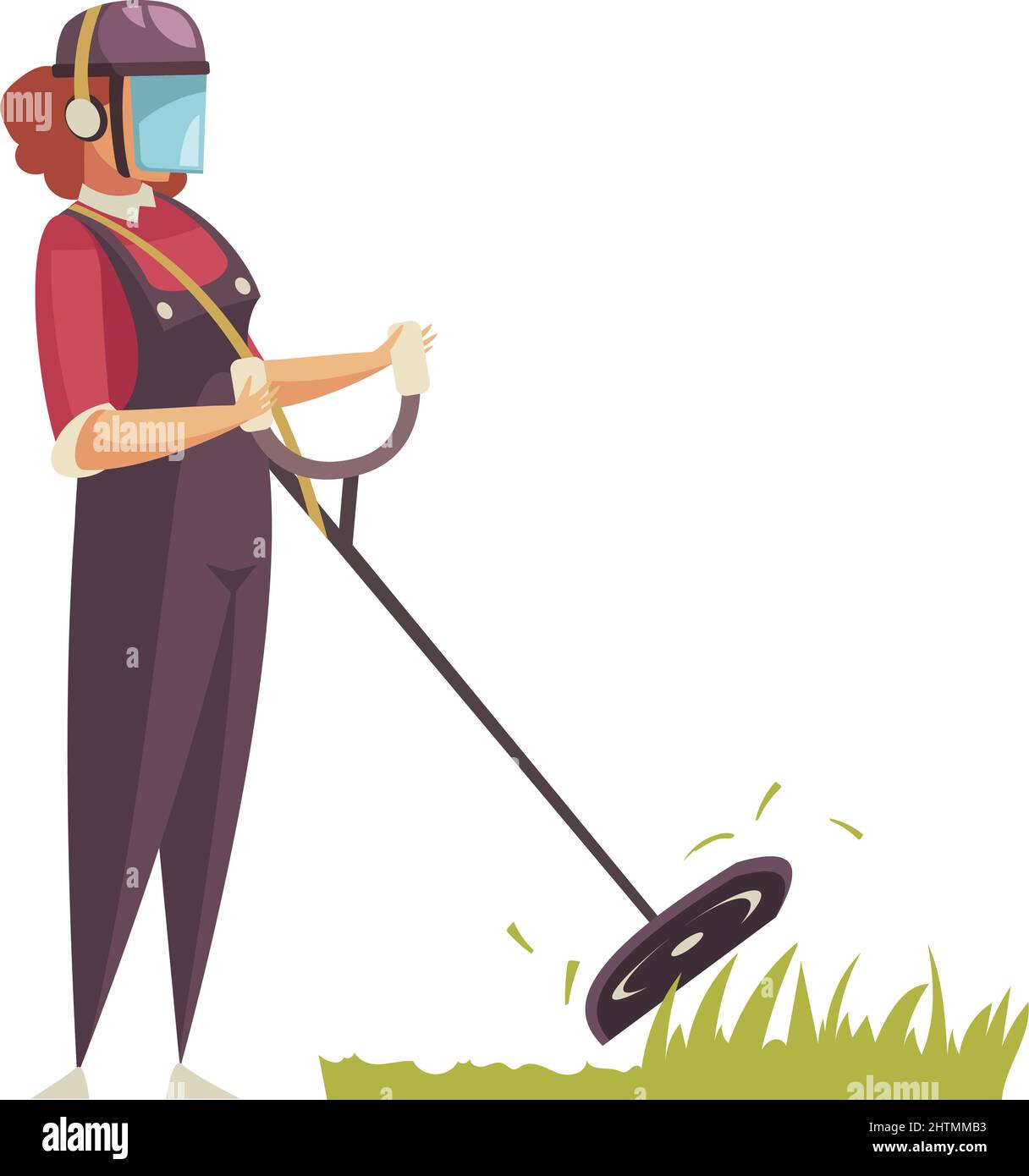 Professional gardener grass shrubbery trees hedges composition with