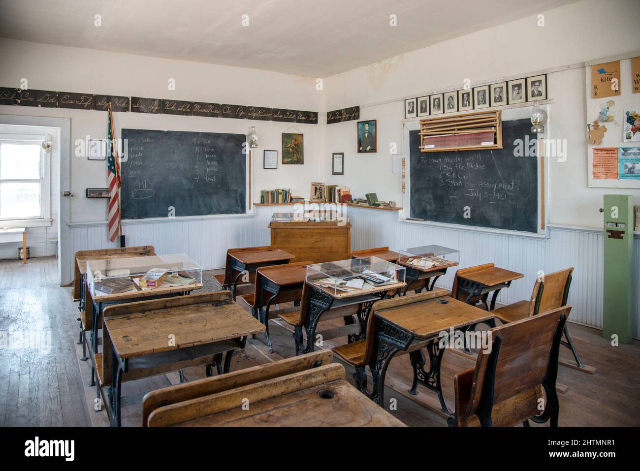 one room school house at the Torrington, Wyoming Homestead museum Stock Photo