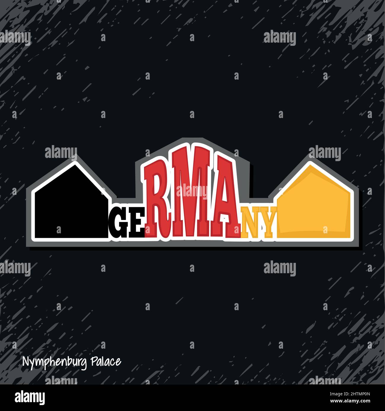 Nymphenburg palace landmark with the colors of the German flag Vector Stock Vector