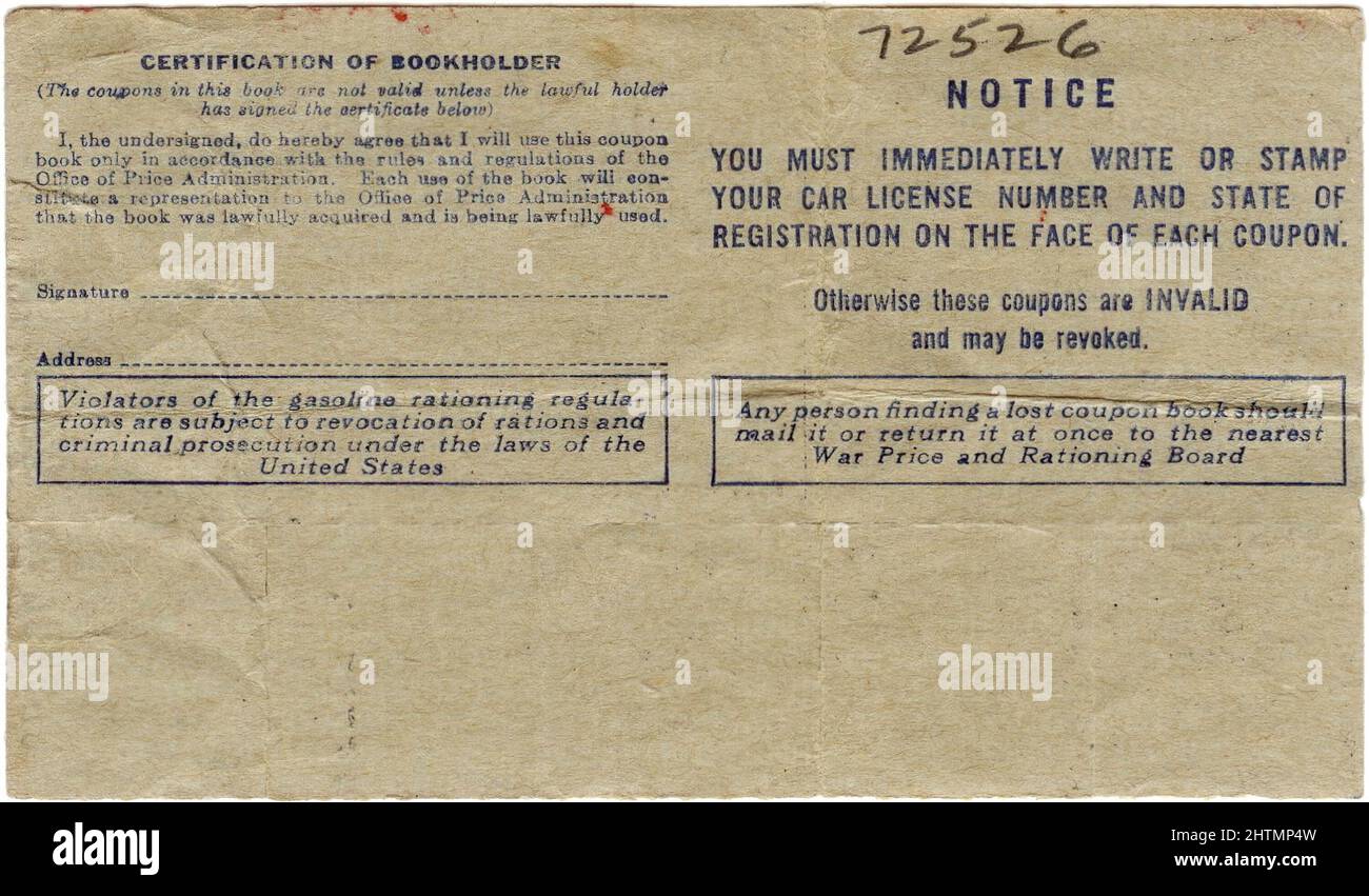 Gas Rationing in America Stock Photo Alamy