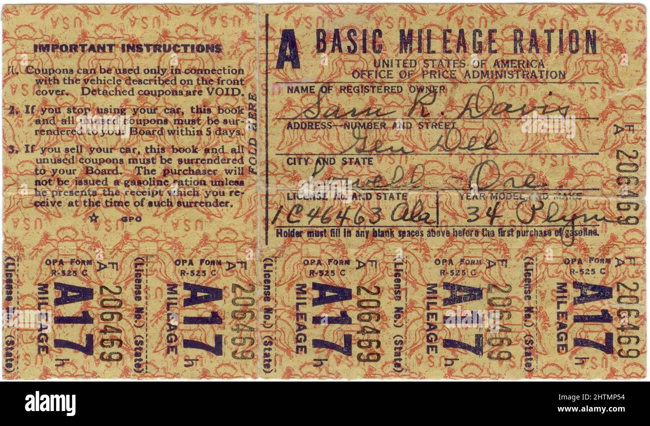 Gas Rationing in America Stock Photo Alamy