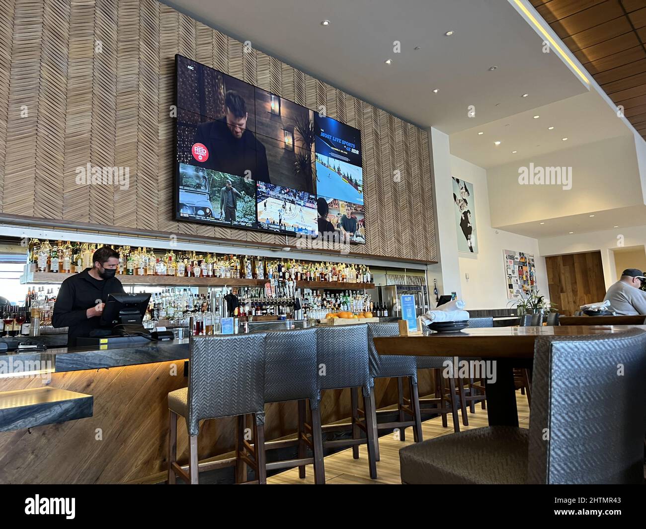 Bar area at the LOT restaurant and movie theater in San Ramon