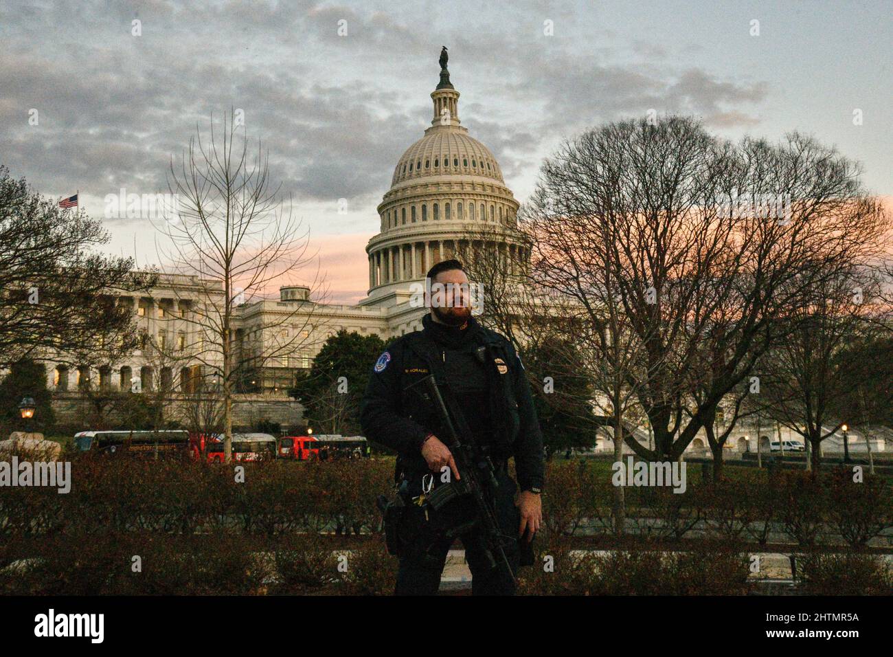 Washington, USA. 01st Mar, 2022. Capitol Police officer Miguel Morales provides security for President Biden's State of the Union address at the U.S. Capitol. (Photo by Matthew Rodier/Sipa USA) Credit: Sipa USA/Alamy Live News Stock Photo