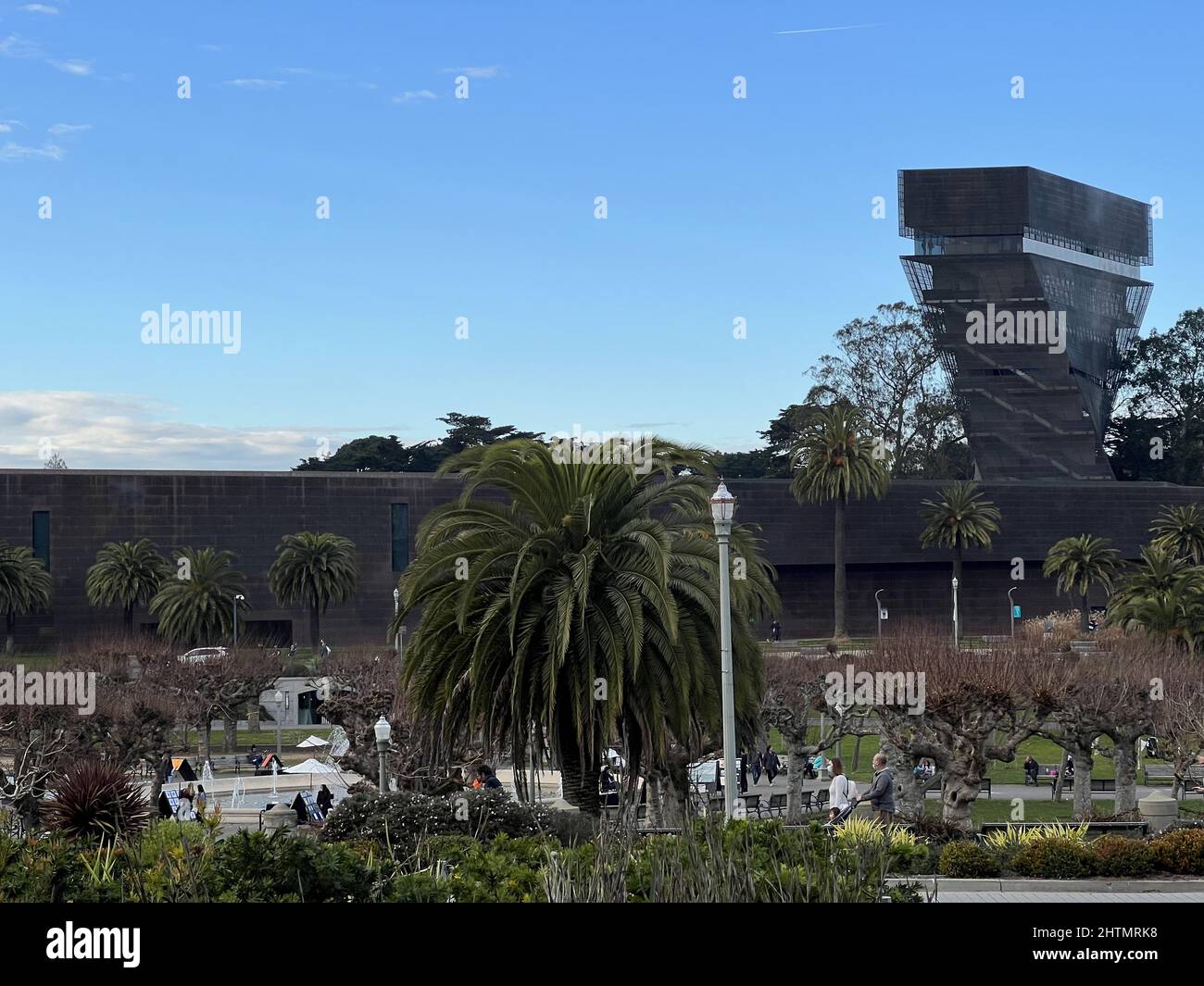 Facade of the DeYoung Museum with iconic tower visible, San Francisco ...