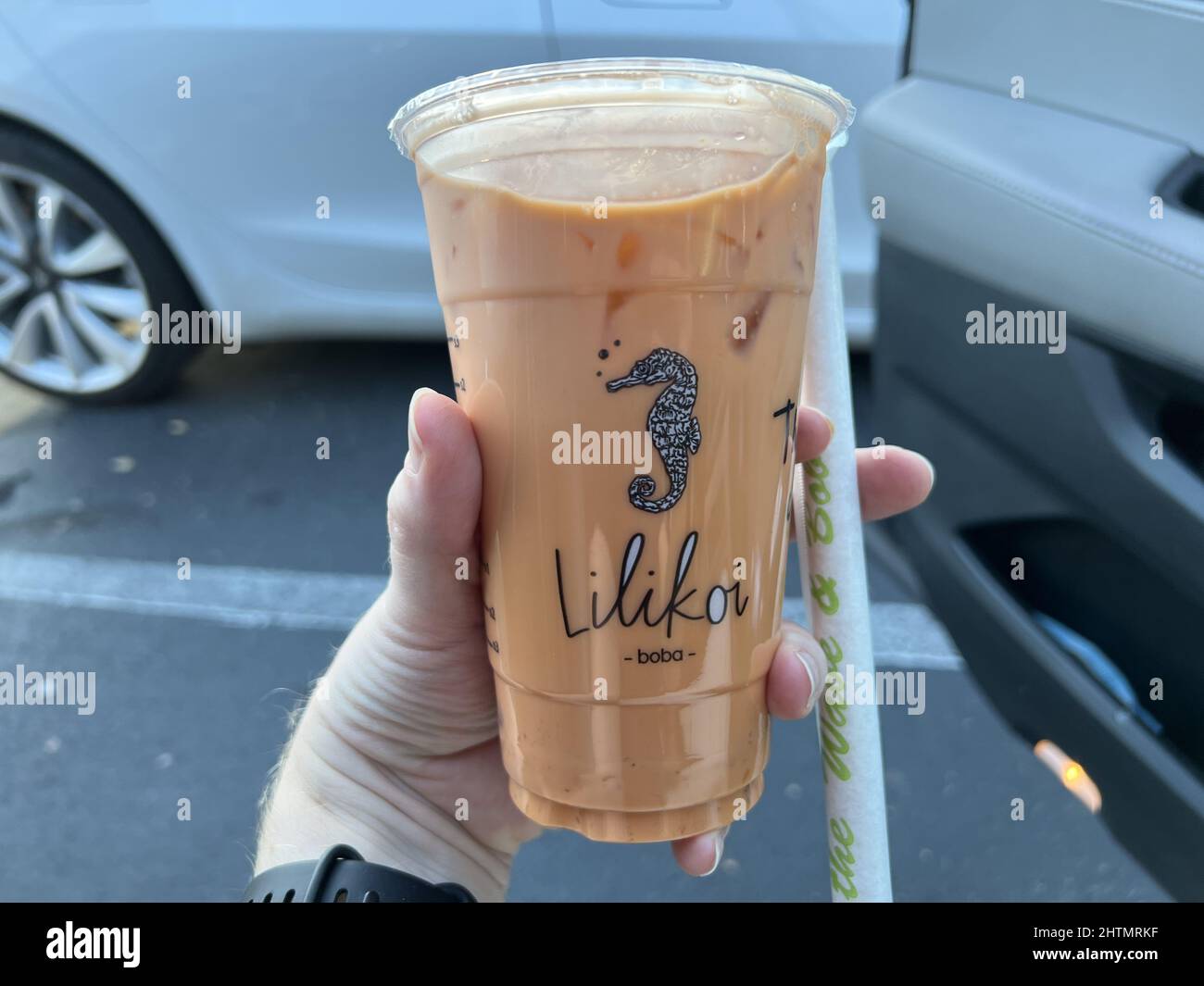 Thai Tea Boba at Lilikoi Boba, a bubble tea restaurant in Lafayette