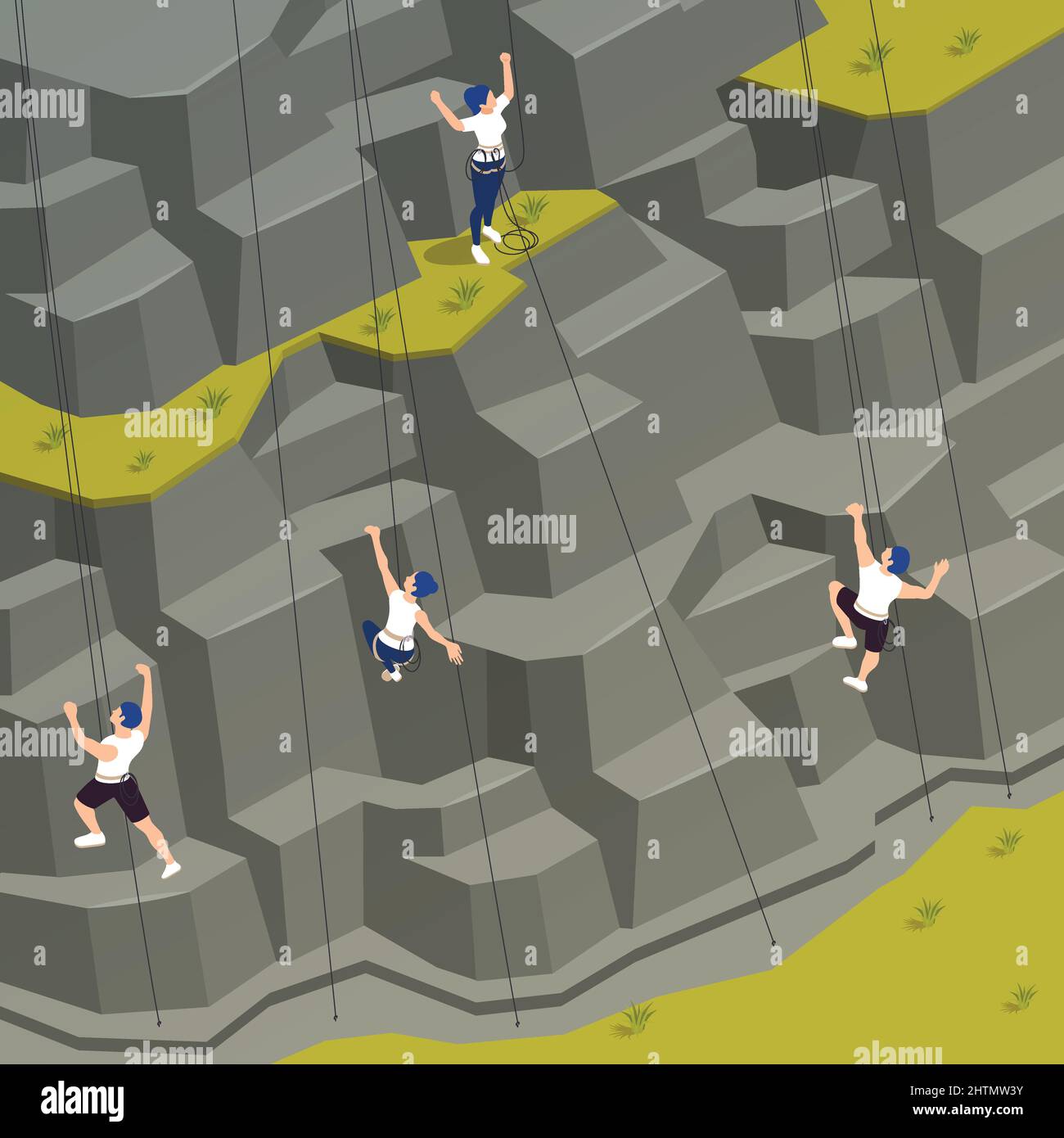 Artificial rock climbing wall outdoor sport workout training using top roping technique