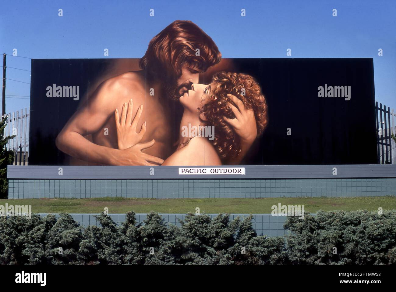Hand painted billboard depicting Kris Kristofferson and Barbara Streisand and promoting the movie A Star is Born released in 1976. Stock Photo