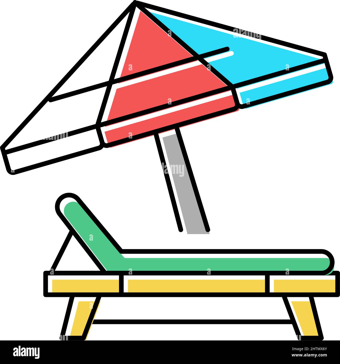 deck chair with umbrella color icon vector illustration Stock Vector