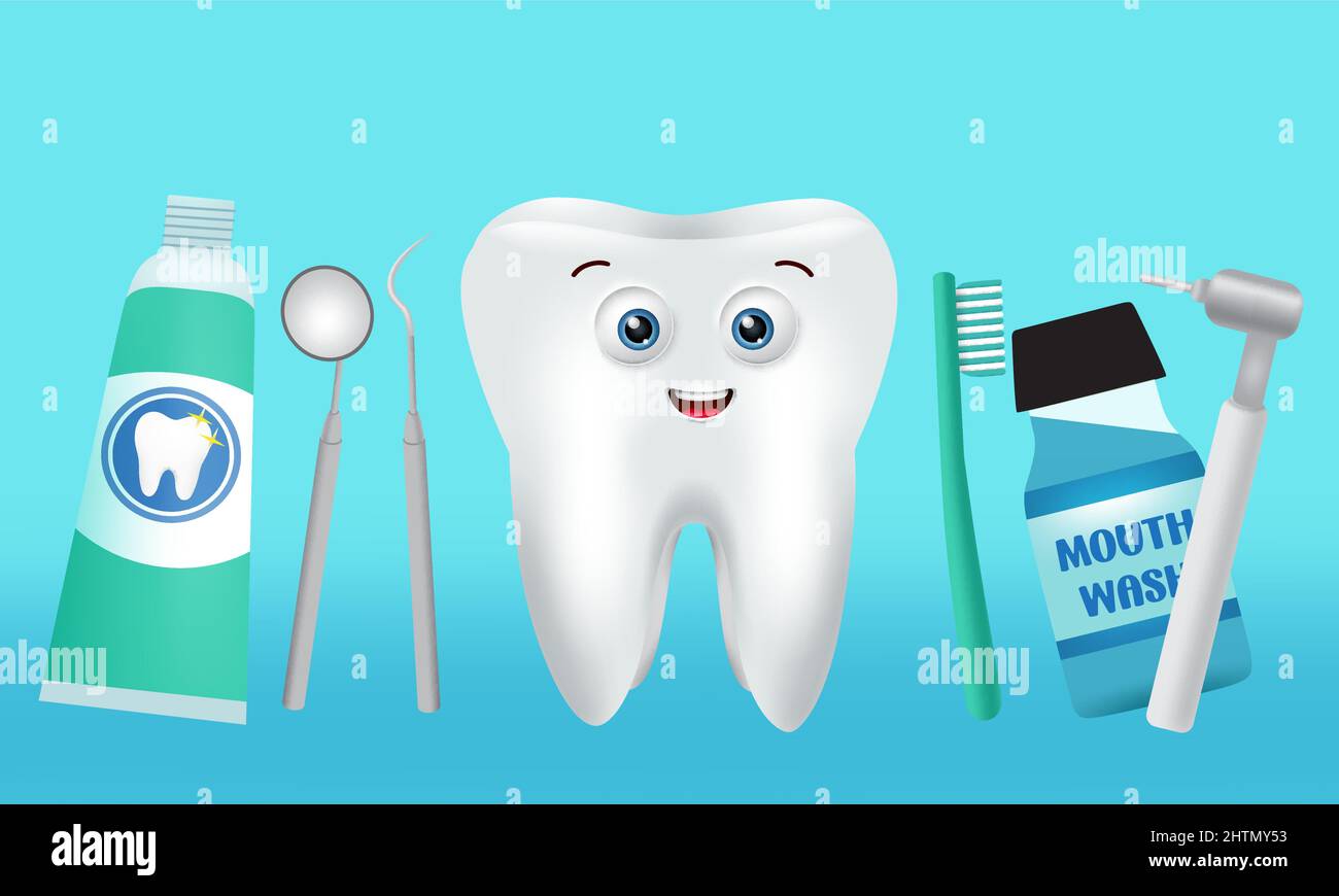 Dental health emoji vector design. Tooth and dentist tools elements of
