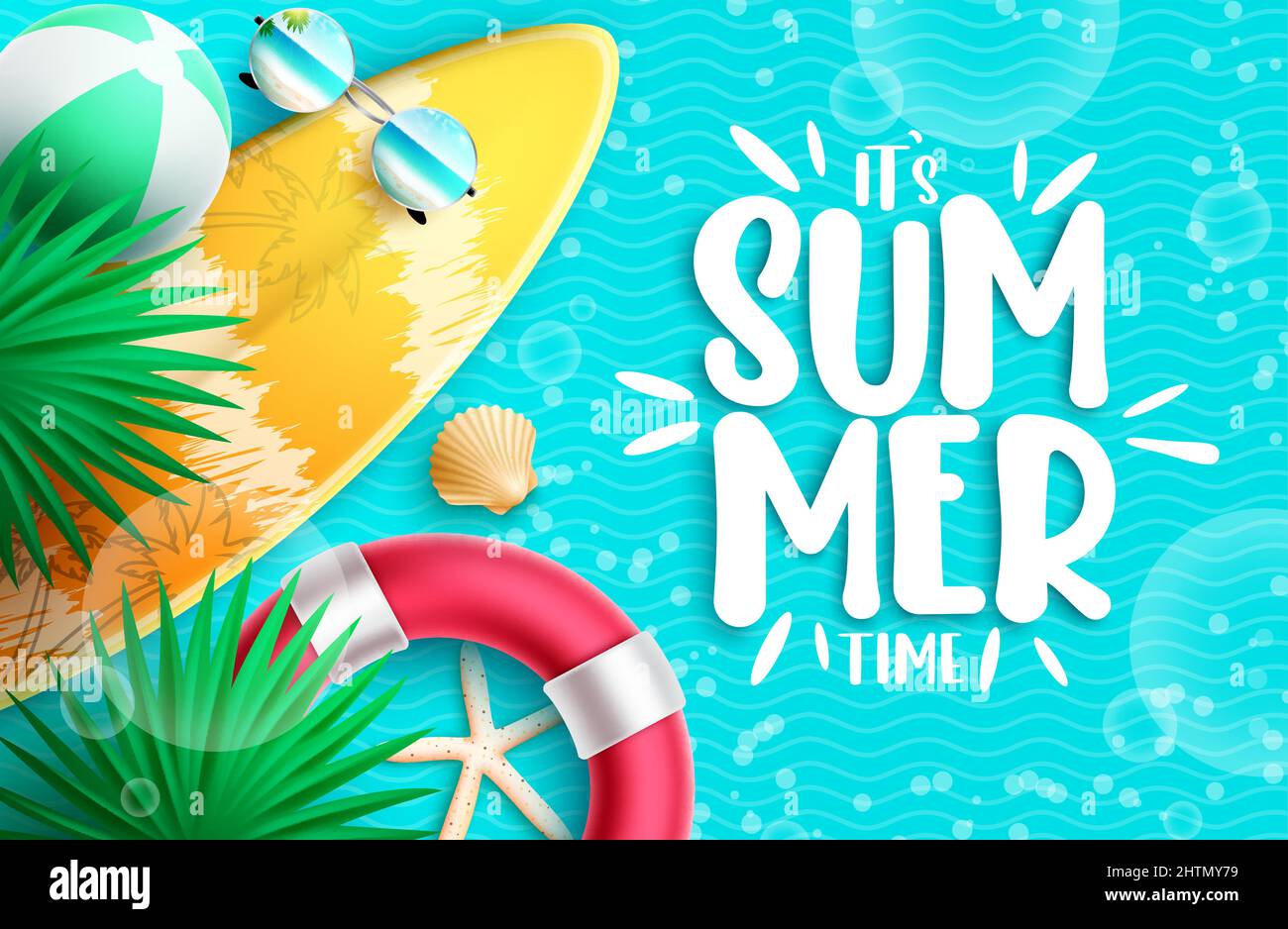 Summer time vector design. It's summer time typography text in sea ...