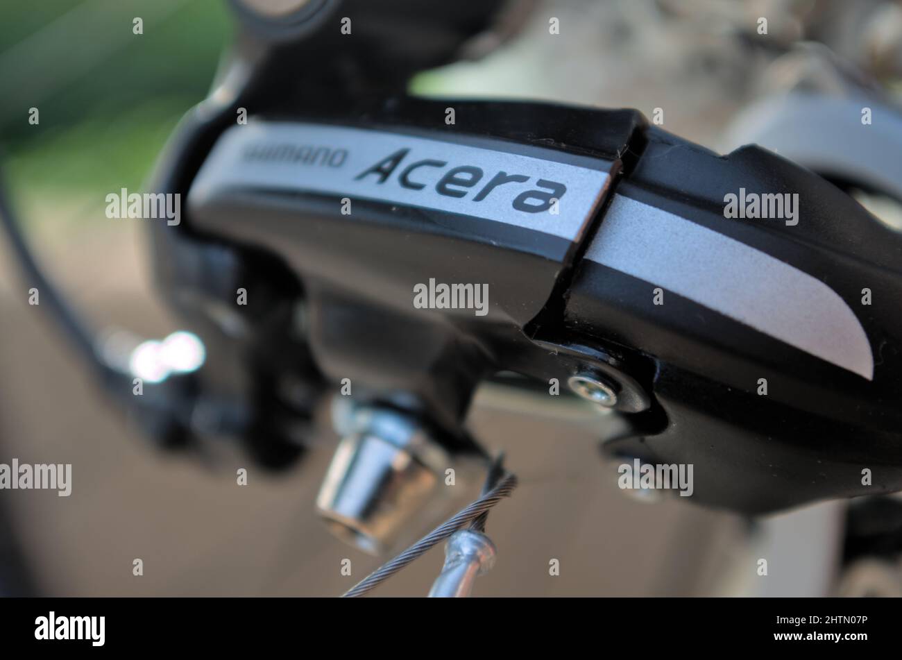 Shimano Acera bicycle rear derailleur. Bicycle components Stock Photo