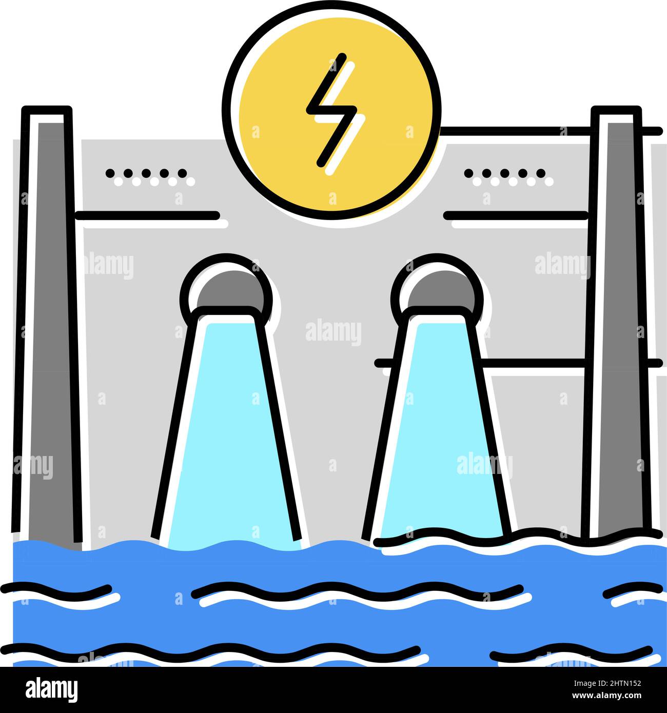 hydroelectricity energy construction color icon vector illustration ...