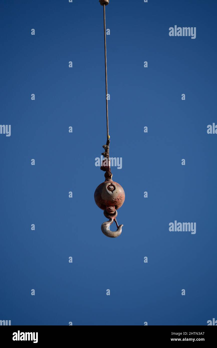 A crane ball hook attached to a crane at a construction site in Santa Fe,  New Mexico Stock Photo - Alamy