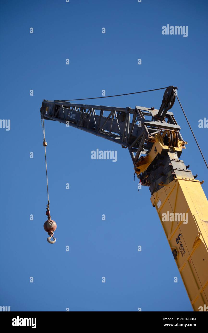 A crane ball hook attached to a crane at a construction site in Santa Fe,  New Mexico Stock Photo - Alamy